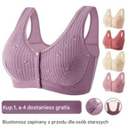 🔥【50% zniżki】🔥✨ Lekki i oddychający biustonosz bez fiszbin z nadrukiem i zapięciem na guziki z przodu