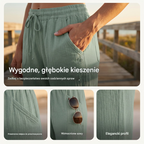 🌸【40-100kg】Damskie gładkie spodnie typu cropped, plisowane, z bawełny i lnu
