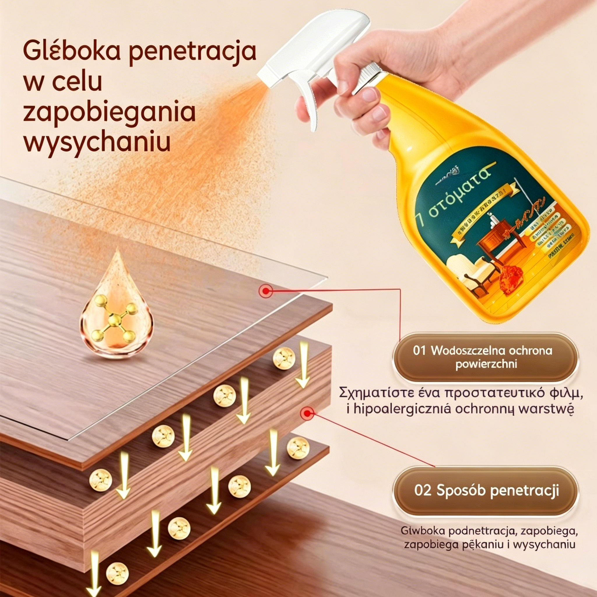 🔥✨Wysokowydajny spray do czyszczenia i wybielania drewna