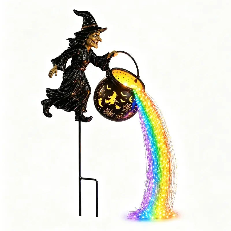 🧙‍♀️🎃 Ogrodowy lampion „Kociołek czarownicy” z oświetleniem LED – zachwycająca dekoracja zewnętrzna 🔮✨