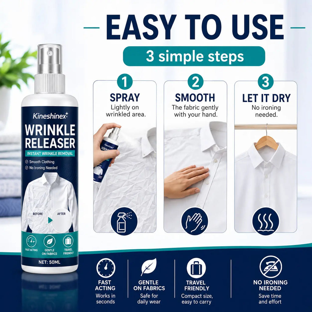 👔 Spray przeciw zagnieceniom. Bez prasowania, szybko wygładza i odświeża ubrania.