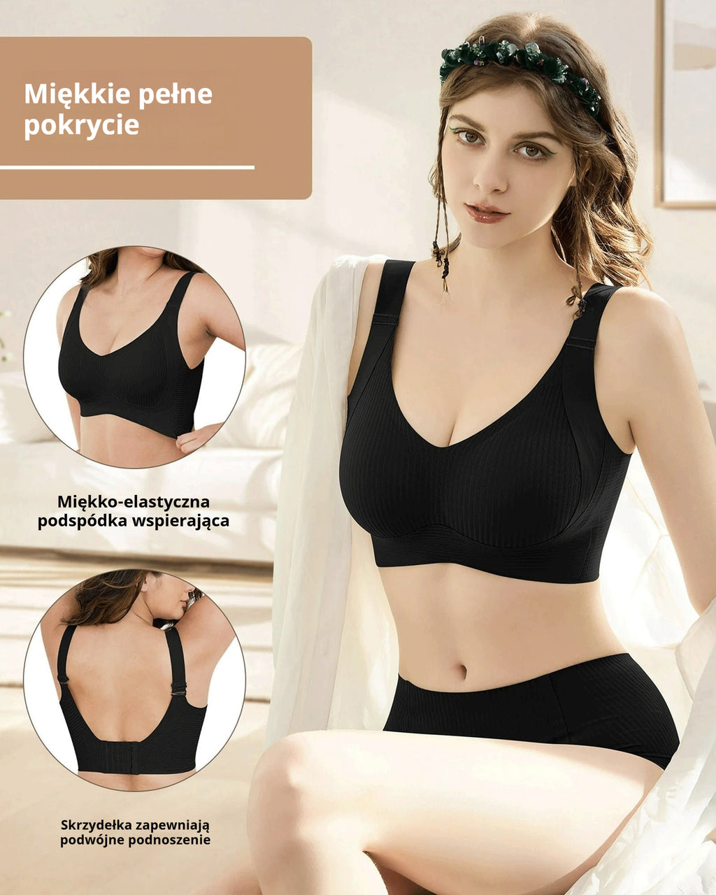 😍【Zestaw 4 szt.】Bezszwowy biustonosz bez fiszbin dla kobiet ❤️【40–95 kg】