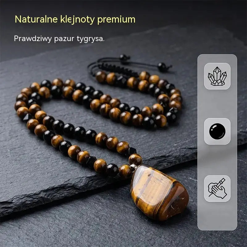 🐯🔥 Oferta ograniczona czasowo: 52% zniżki! Męski naszyjnik z naturalnych koralików tygrysiego oka: ręcznie tkany sznurek, gładko polerowane koraliki, które podkreślą Twój wyjątkowy styl ✨