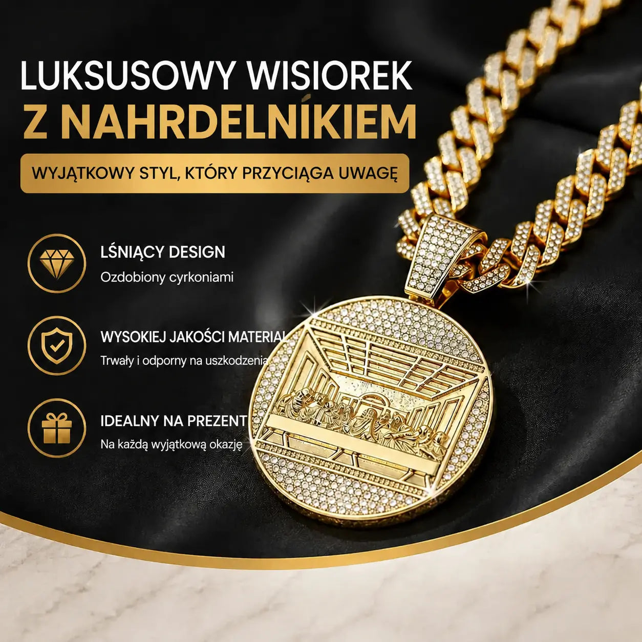 📢📢50% zniżki!! ✨ Lśniący wisiorek na łańcuszku w stylu kubańskim | Natychmiast odśwież swój styl💎