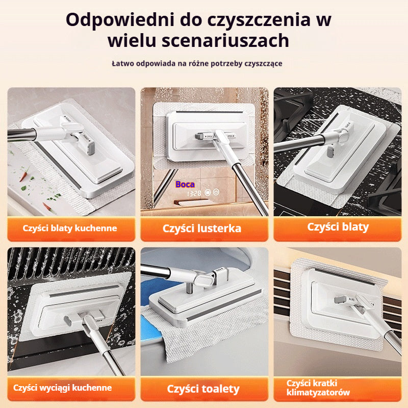 🔥Hit Sprzedaży 【Rabat 50%】🧹 Zestaw 4 szt. | Mop z uchwytem na ściereczkę – bezdotykowe wyciskanie, wygodne sprzątanie