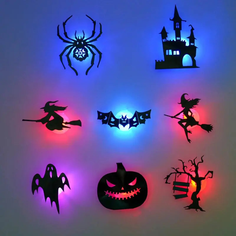 【Zestaw 8 sztuk】🎃🎃 Świecące w ciemności naklejki ścienne na Halloween