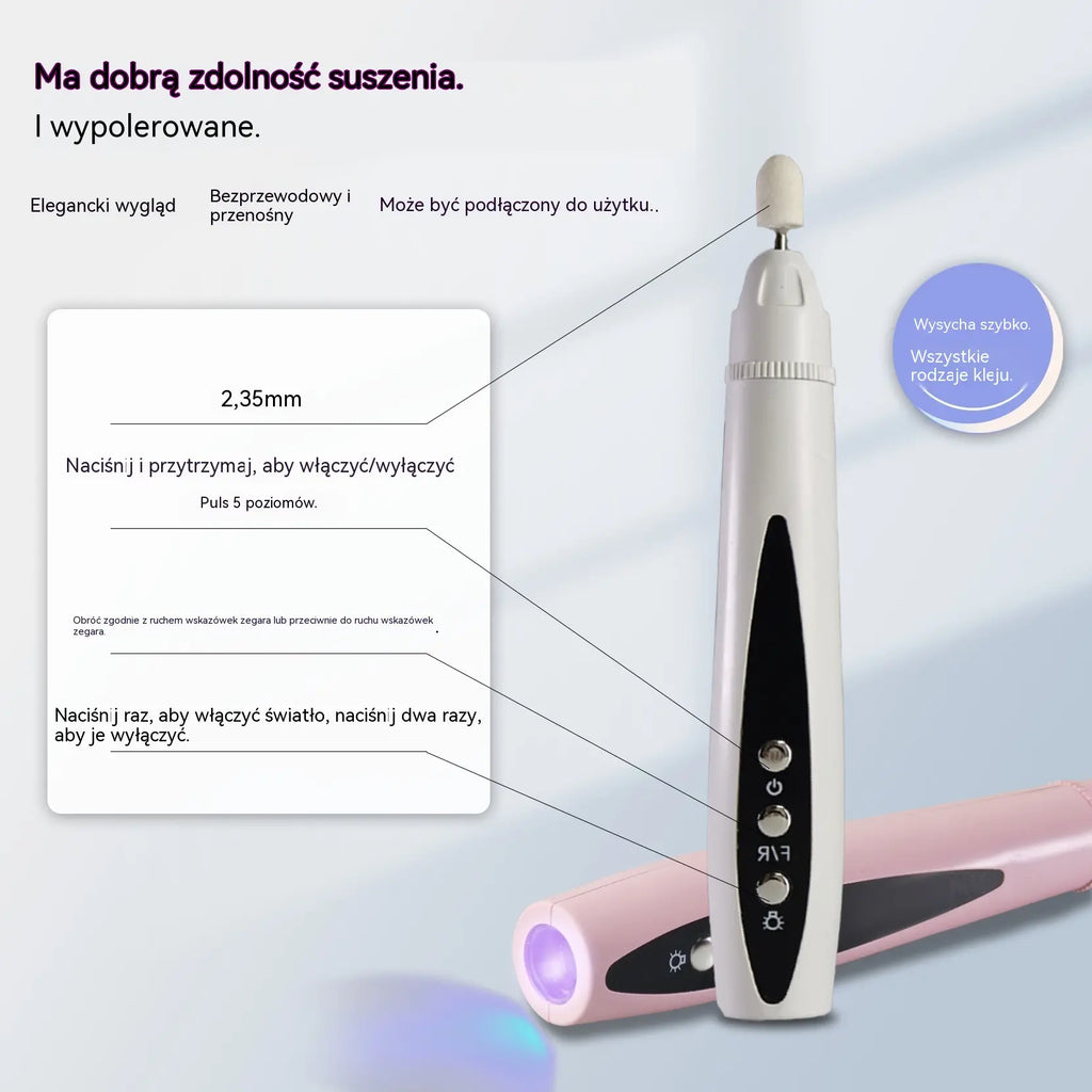 💅✨Przenośna elektryczna szlifierka do paznokci 2 w 1 z lampą UV