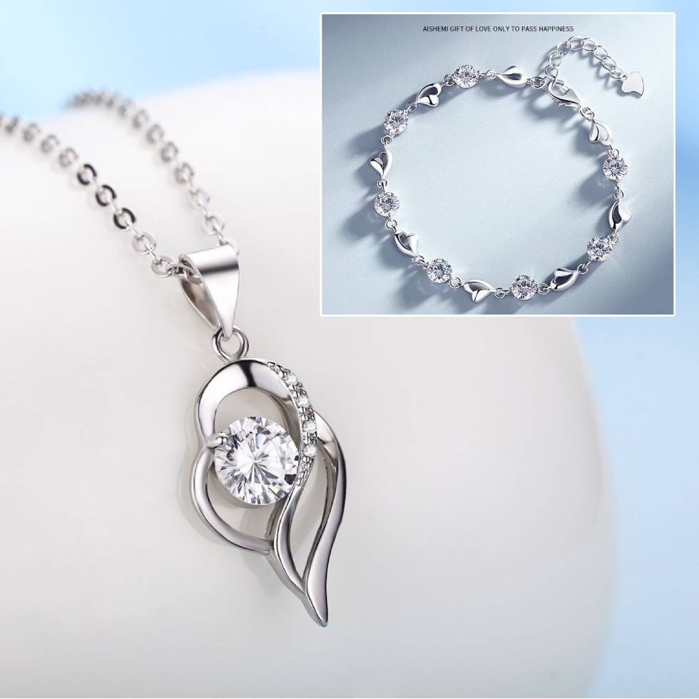 💎✨ Kup 1, drugi GRATIS! 🌊 Zestaw naszyjnika i bransoletki „Serce Oceanu” ze srebra próby 925 💙 Płatność przy odbiorze