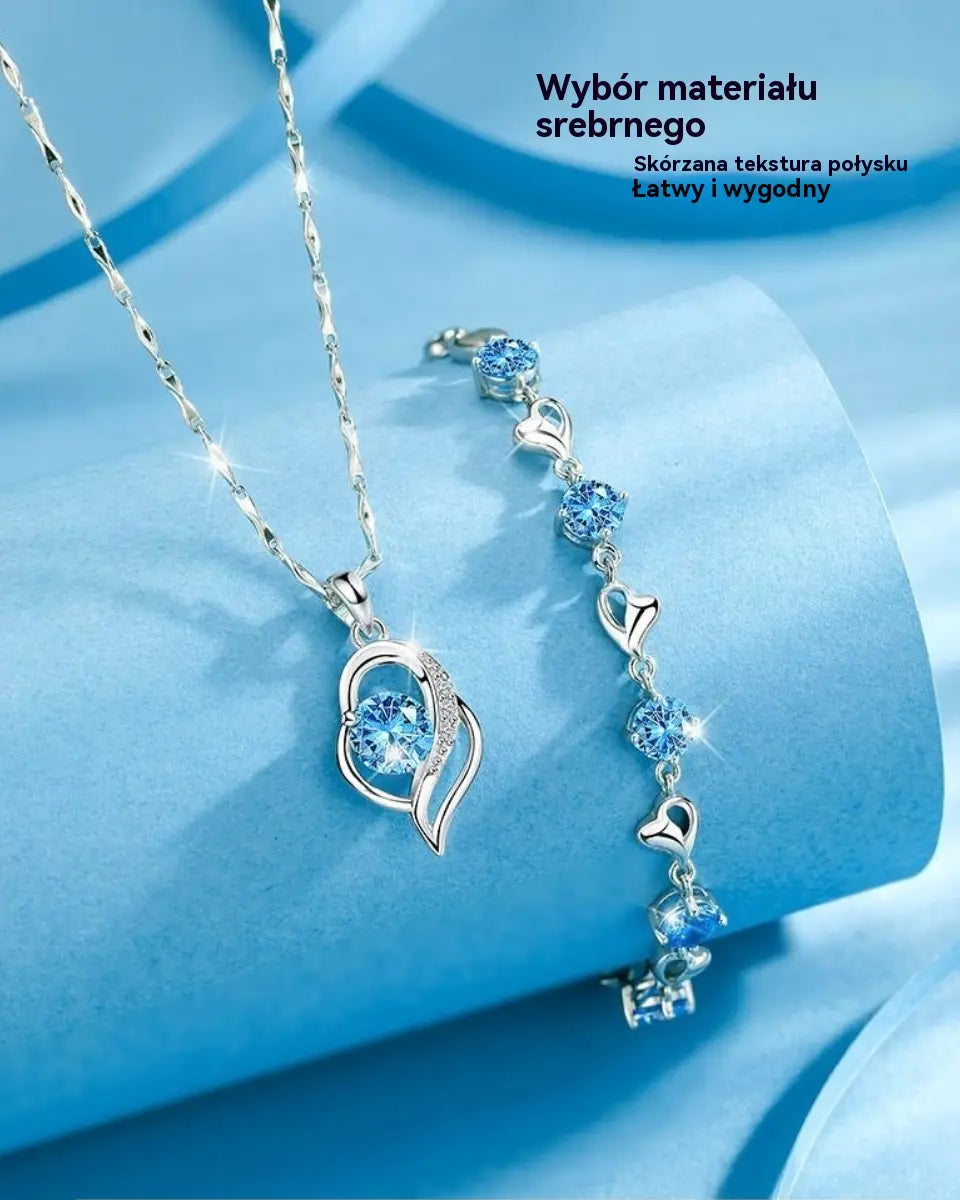 💎✨ Kup 1, drugi GRATIS! 🌊 Zestaw naszyjnika i bransoletki „Serce Oceanu” ze srebra próby 925 💙 Płatność przy odbiorze