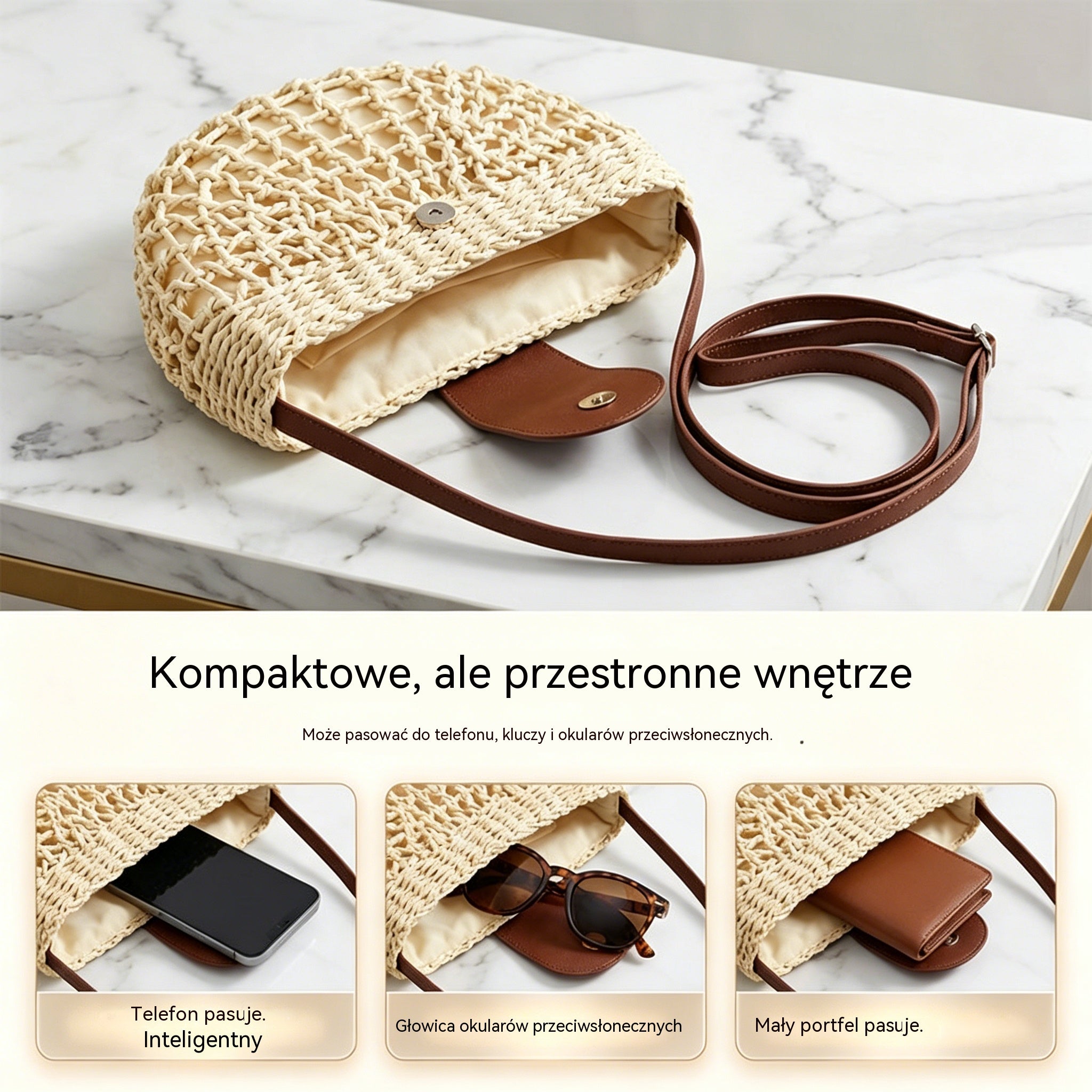 👜 OFERTA LIMITOWANA – 50% ZNIŻKI! ✨ Ręcznie robiona pleciona torebka na ramię w stylu boho z regulowanym paskiem i bardzo lekką konstrukcją ✨
