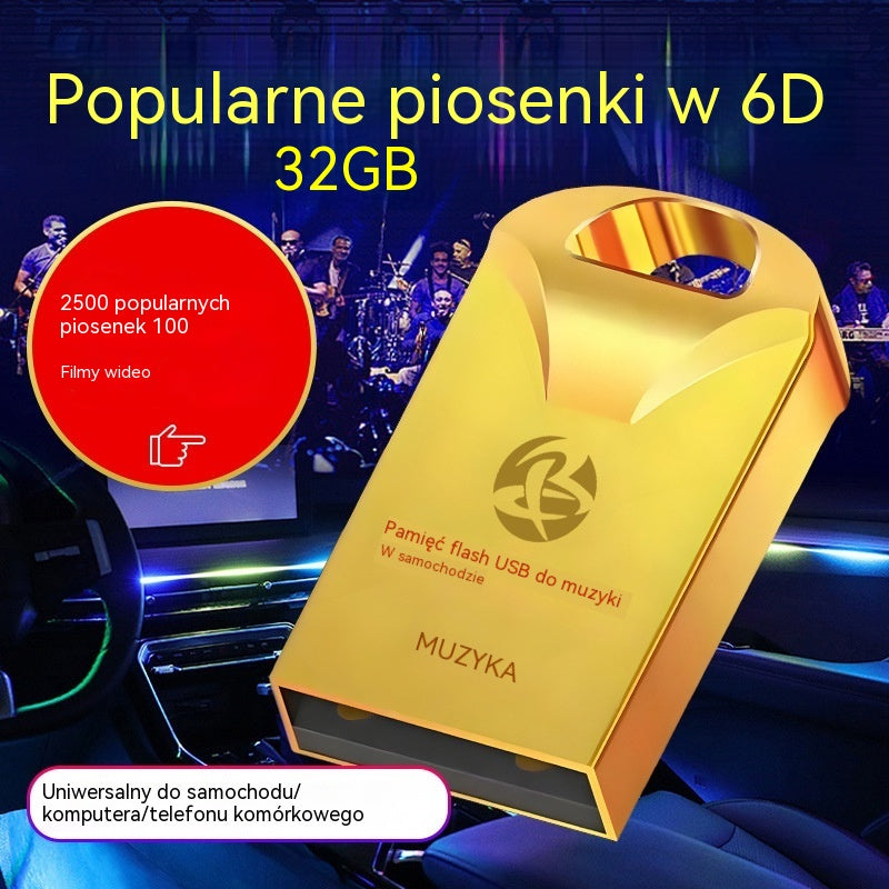 🔥🔥【32 GB】Wysokiej jakości uniwersalny dysk flash USB do muzyki samochodowej【2500 popularnych piosenek + 100 filmów】