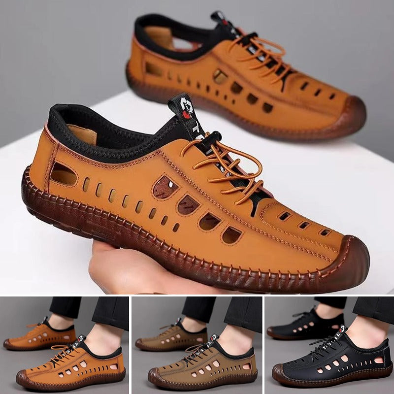 🔥Ograniczona ilość🔥【Rozmiary 39-44】Męskie buty codzienne z pustą podeszwą, wykonane z przewiewnej i antypoślizgowej skóry naturalnej.✨