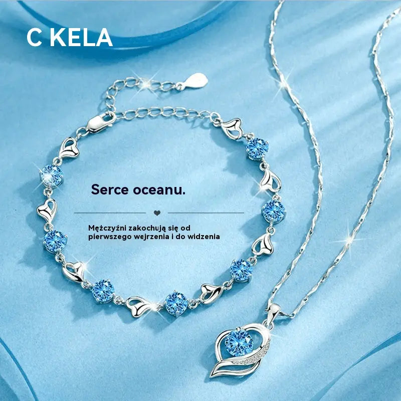 💎✨ Kup 1, drugi GRATIS! 🌊 Zestaw naszyjnika i bransoletki „Serce Oceanu” ze srebra próby 925 💙 Płatność przy odbiorze
