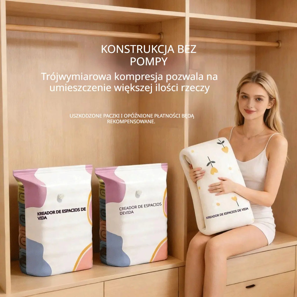 🧳【Zestaw 5 sztuk】💨 Duże kompresowalne worki próżniowe do przechowywania: nie wymagają pompy, są szczelne, idealne do użytku w domu i w walizce, pozwalają zaoszczędzić dużo miejsca ✈️4302243
