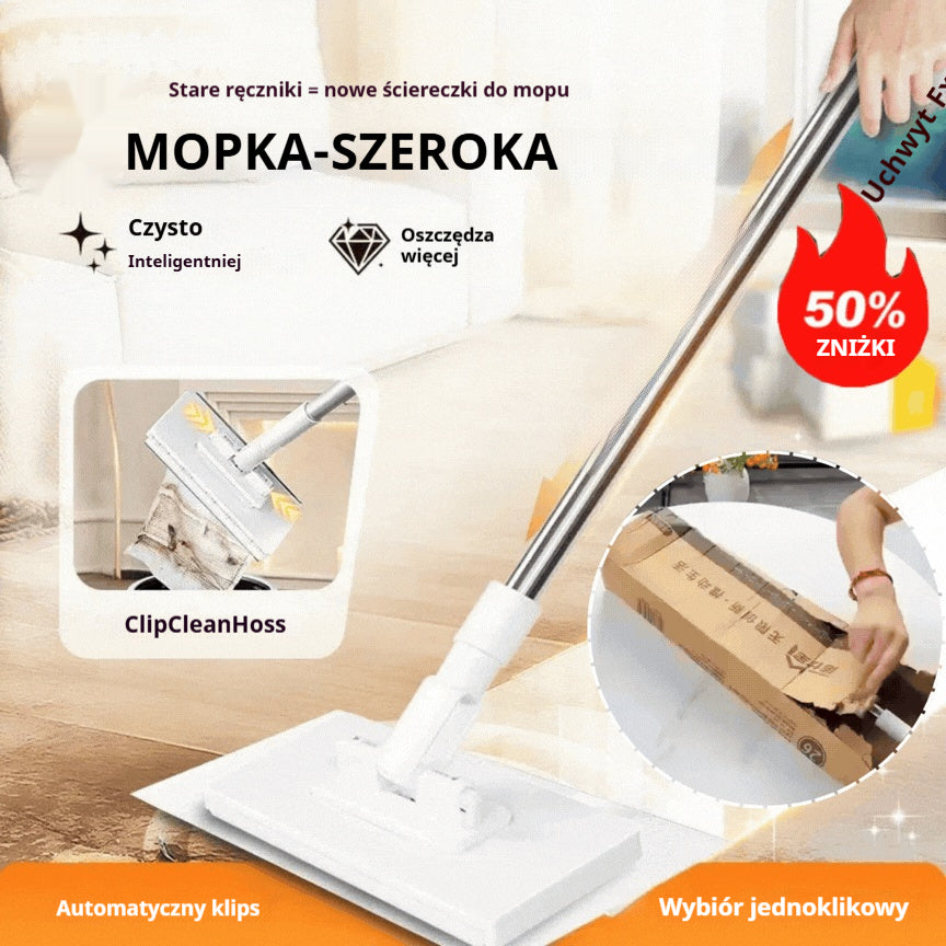 🔥Hit Sprzedaży 【Rabat 50%】🧹 Zestaw 4 szt. | Mop z uchwytem na ściereczkę – bezdotykowe wyciskanie, wygodne sprzątanie