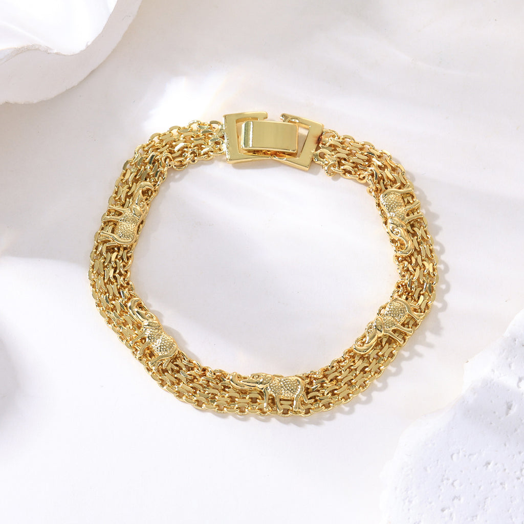 📿 Oferta ograniczona czasowo 50% zniżki 🌀 Bransoletka boho ze słonikiem na szczęście – symboliczne zawieszki, regulowany rozmiar, złocone wykończenie i 7 stylów ✨
