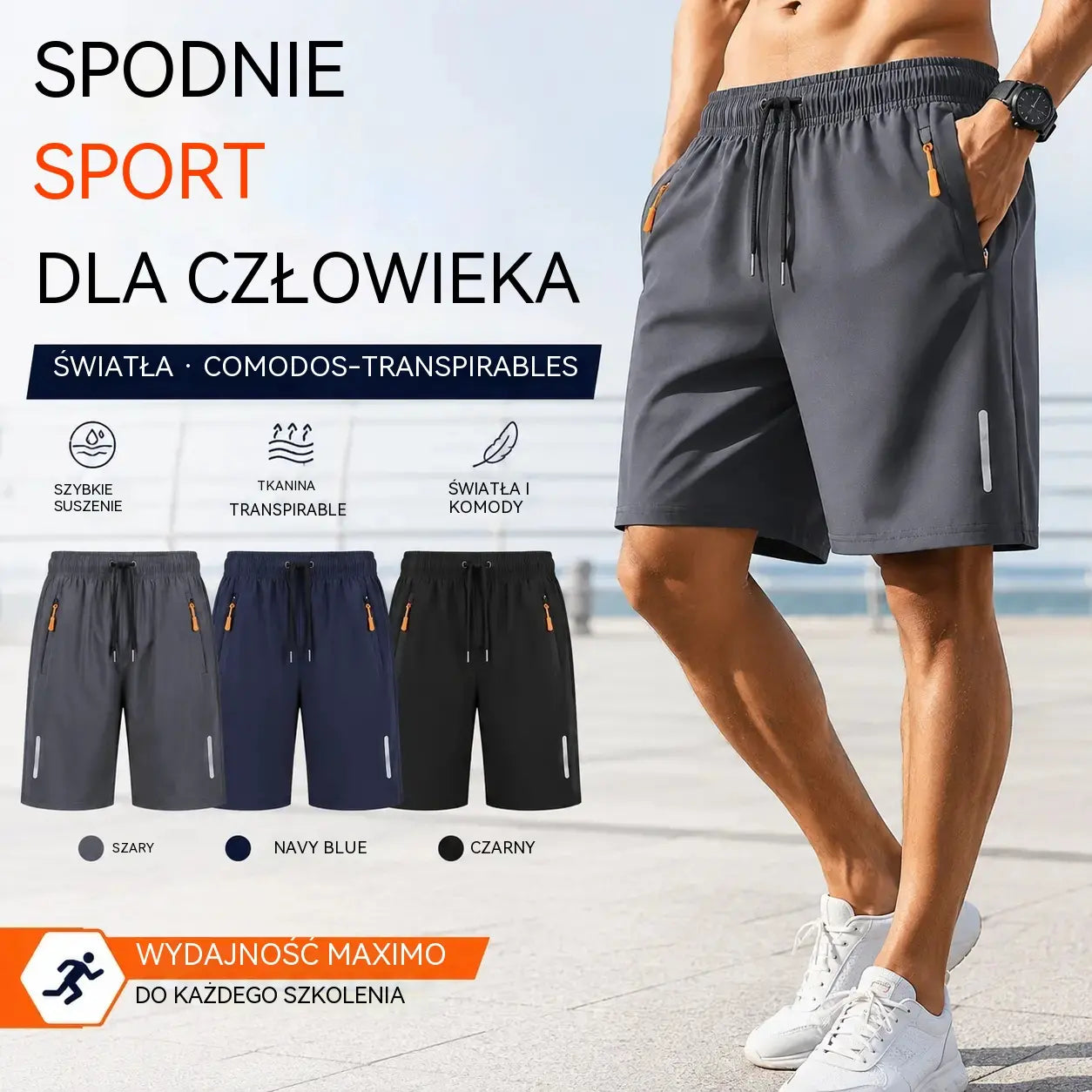 👖Męskie Szorty z Chłodzącego Materiału Lekkie Oddychające Szybkoschnące Elastyczne Na Lato Kup 1 Otrzymaj 1 Gratis