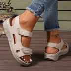 🌟【Rabat ograniczony czasowo】【36-43】🔥Wygodne i eleganckie damskie sandały na koturnie z odkrytymi palcami - pasek na rzep