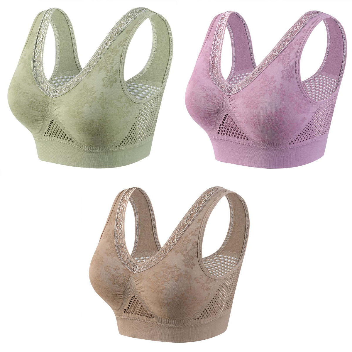 🔥Hit Sprzedaży 【Rabat 50%】👙【40-120 kg】【Zestaw 3 sztuk】✨ Biustonosz koronkowy bez fiszbin z wysokim wsparciem dla kobiet