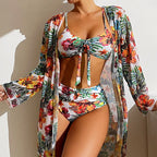 👙☀️【40-90 kg】【Zestaw trzyczęściowy】2026 Nowy modny szal, zestaw trzyczęściowego stroju kąpielowego