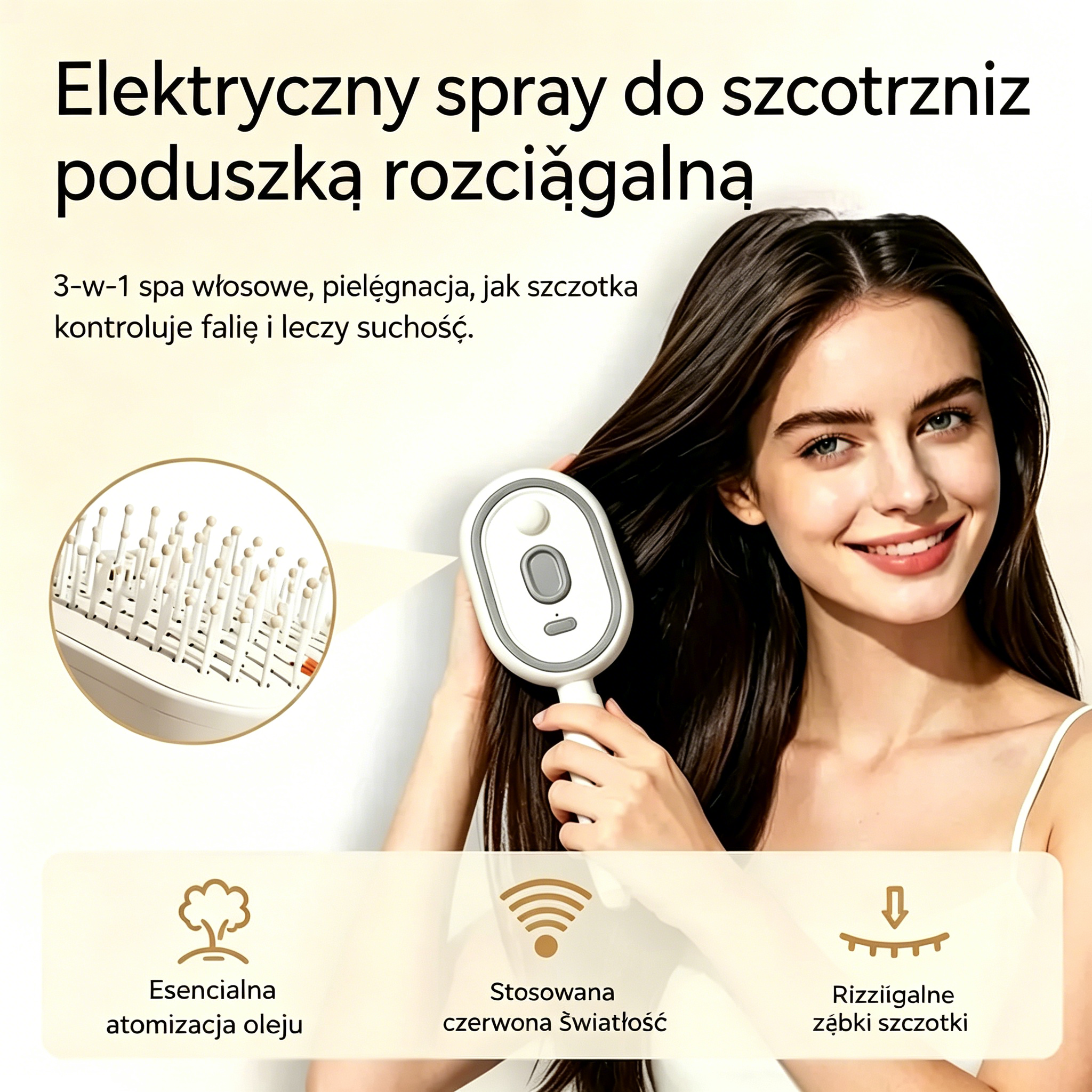 💨🔥 【Grzebień z rozpylaczem】 Pielęgnacja olejkami eterycznymi, zapobiega wypadaniu włosów, masuje skórę głowy⚡