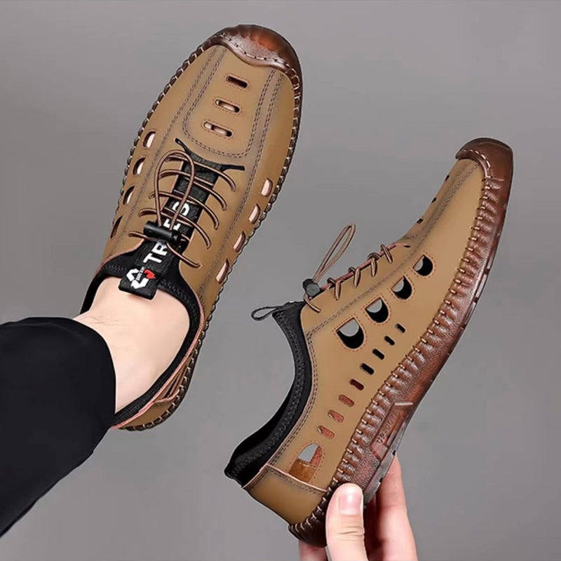 🔥Ograniczona ilość🔥【Rozmiary 39-44】Męskie buty codzienne z pustą podeszwą, wykonane z przewiewnej i antypoślizgowej skóry naturalnej.✨